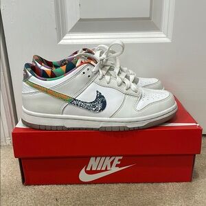 Nike White Sneakers with Colorful Swoosh